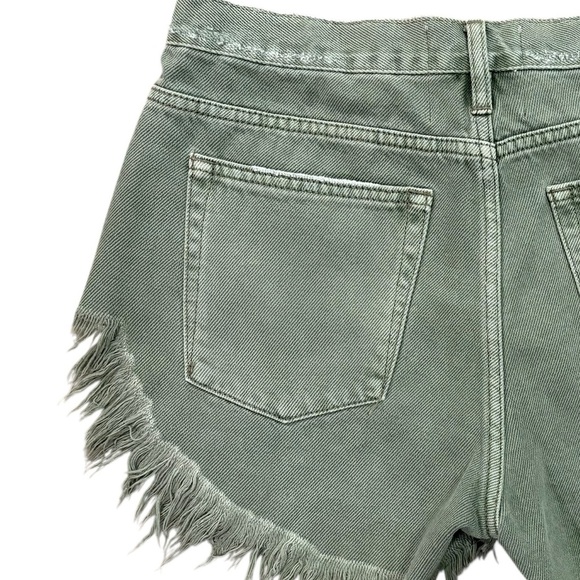 ONE TEASPOON Rollers Jean Shorts Distressed Frayed Hem Cheeky Olive Geen Size 29 - Picture 6 of 8